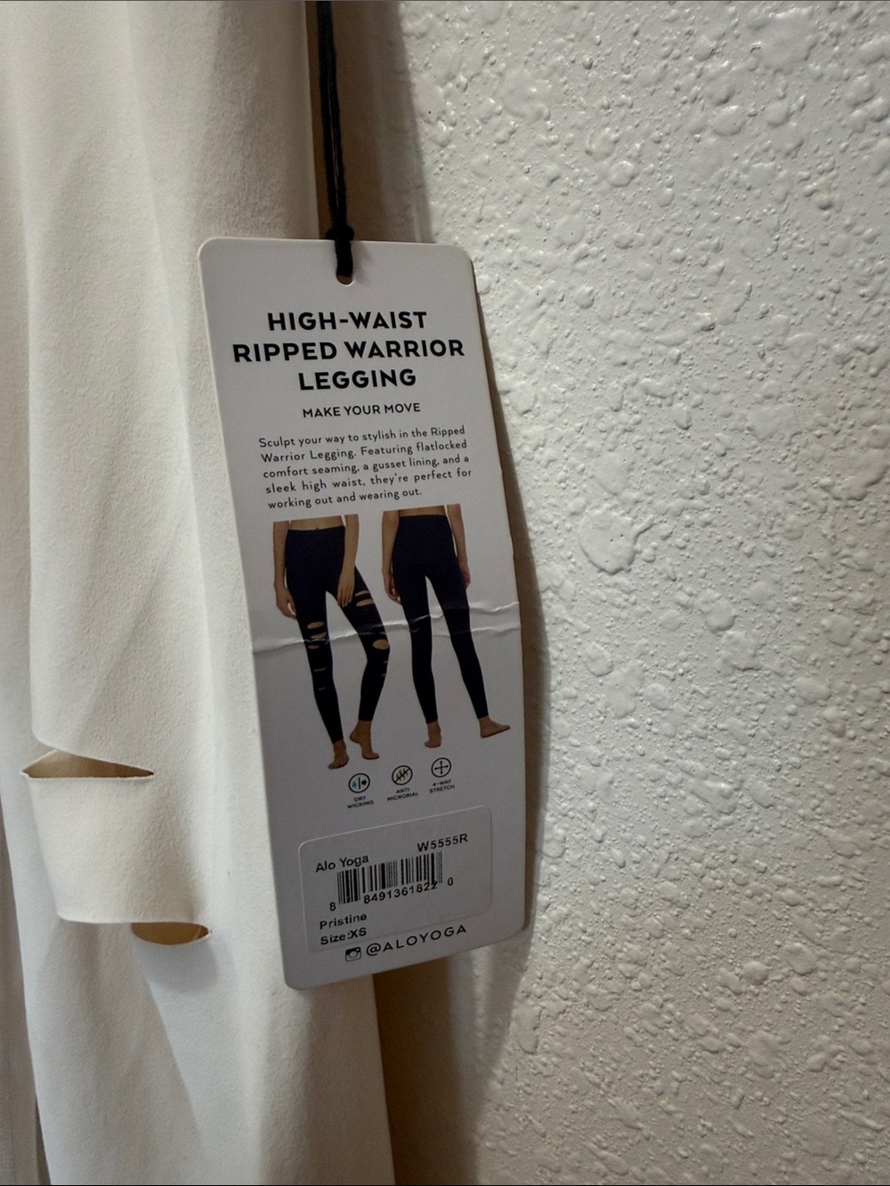 Alo High-Waist Distressed White Leggings, Size XS - Picture 2 of 5